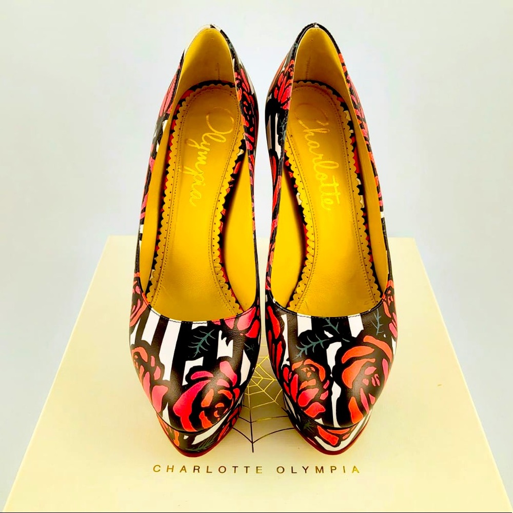 Charlotte Olympia Rose Print Dolly Pumps